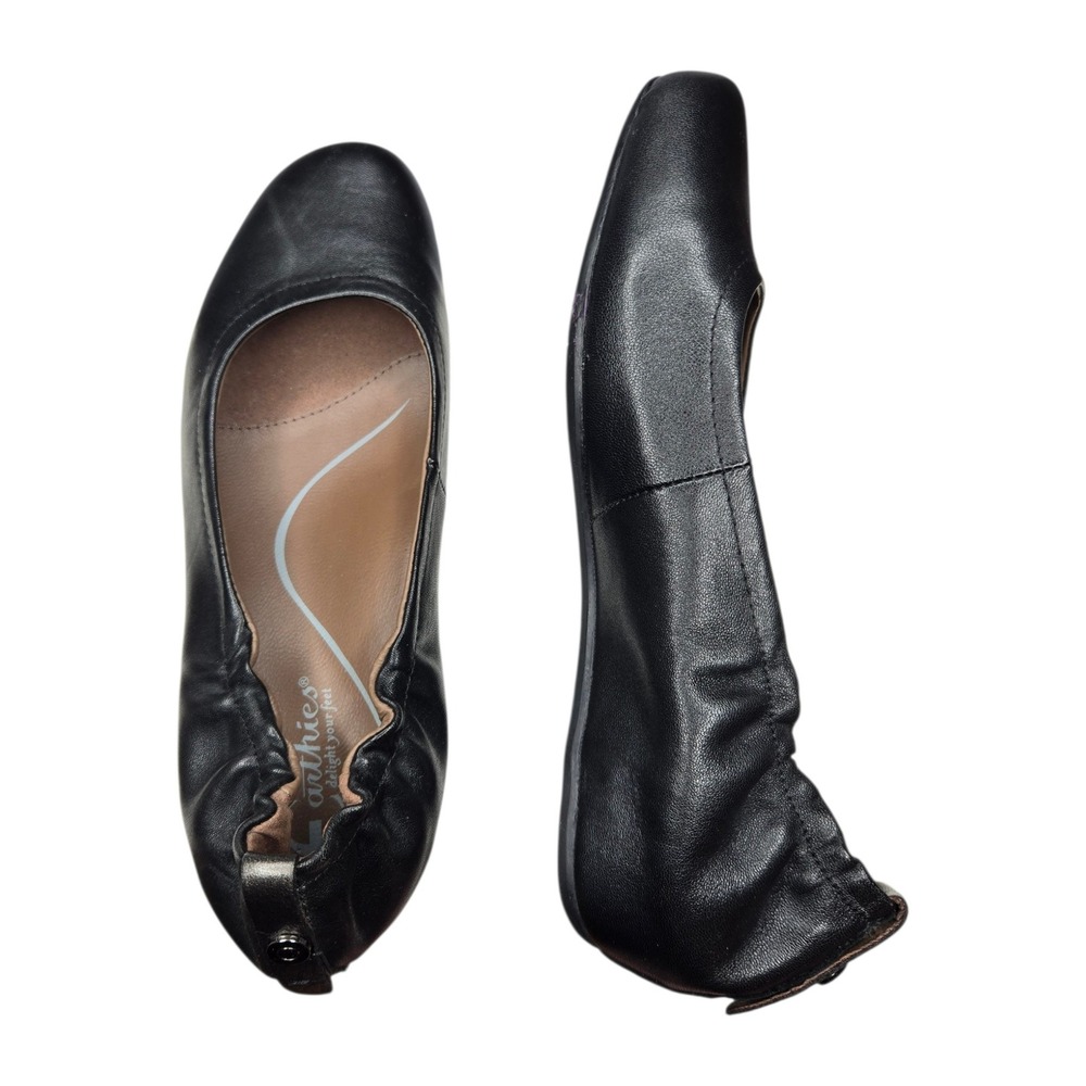 Earthies Tolo Black Leather Ballet Flats Size 7.5 Ruched Comfort Shoes Slip On - Picture 10 of 15